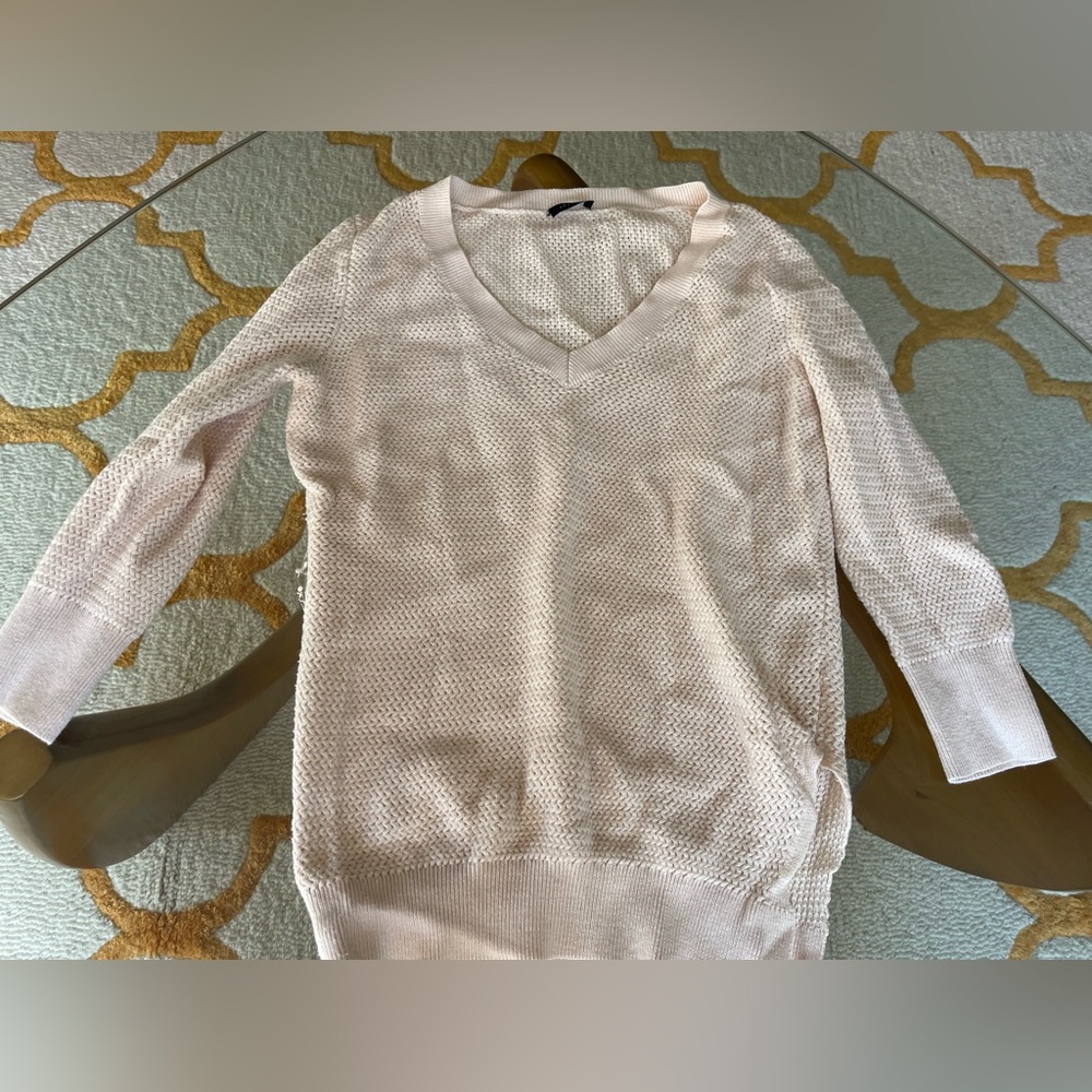 Theory V-Neck Sweater in Soft Nude